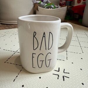 Rae Dunn White Mug Bad Egg Design